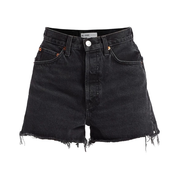 Re/Done Pants - RE/DONE 50s Cutoffs - Destroyed Shadow Black Jean Shorts